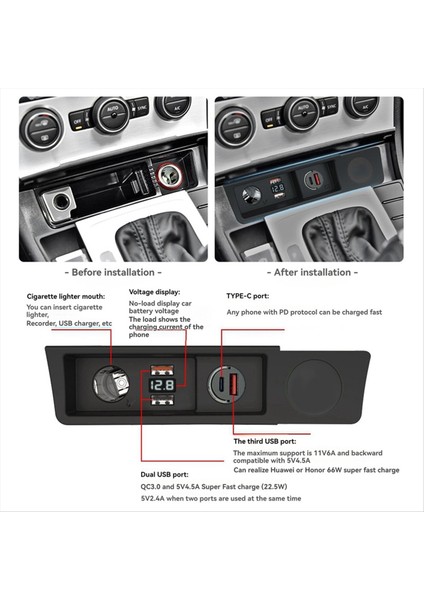 Passat B6 B7 cc Için Araba Şarj Cihazı R36 Çakmak Ayrıştırıcı USB Hızlı Şarj 3A2C Tip C (Yurt Dışından) fiyatları