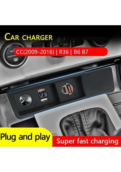 Passat B6 B7 cc Için Araba Şarj Cihazı R36 Çakmak Ayrıştırıcı USB Hızlı Şarj 3A2C Tip C (Yurt Dışından) indirimleri