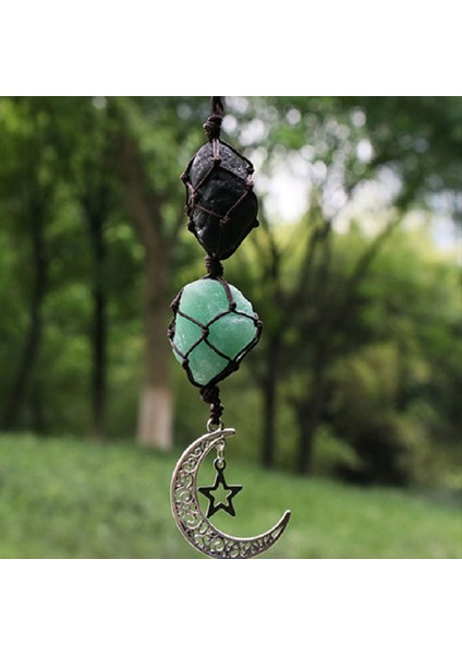 Araba Star Moon Kolye Taş Kristal Çakra Kuvars Net Çanta Kolye Ev Duvar Asma Dekor Araba Kolye Si A (Yurt Dışından) indirimleri