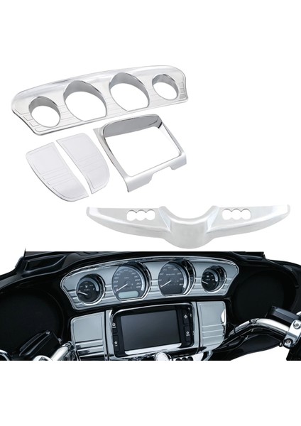 5pcs Motosiklet Kromu Iç Kaplama Tri-Line Gauge Stereo Çerçeve Trims Panel For-Harley Street Glide Tri Glide 2014-2022 (Yurt Dışından) fiyatları