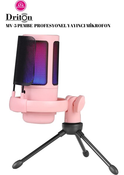 Youtuber Mikrofon Mv-5 Pembe Rgb USB Oyuncu Yayıncı ve Podcast Için Uyumlu Condenser Mikrofon modelleri