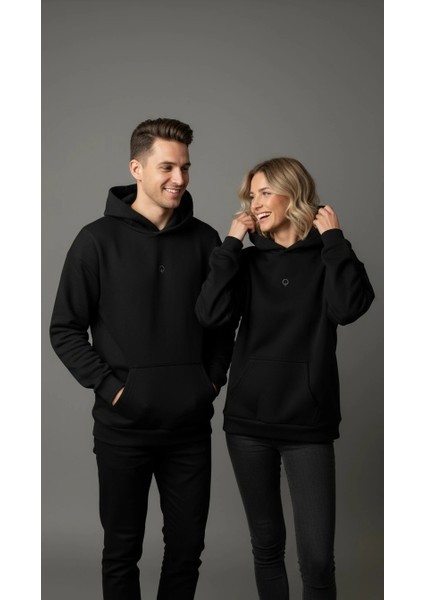 Erkek Kapşonlu Siyah Sweatshirt