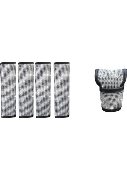 4 Paket Emniyet Kemeri Omuz Pedleri Parlaklık Kristal Araba Emniyet Kemeri Kapakları ve 1x Otomatik Vardiyalı Dişli Kapağı Parlaklık Kristal (Yurt Dışından)