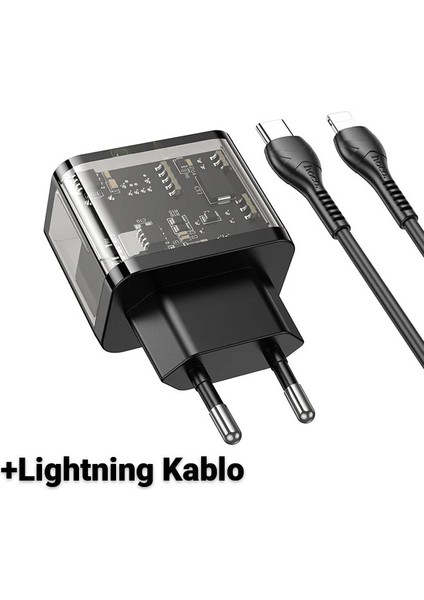 Yetkinphone N34 PD20W USB + Type-C + iPhone Lightning Kablo Hızlı Şarj Adaptör Seti indirimleri