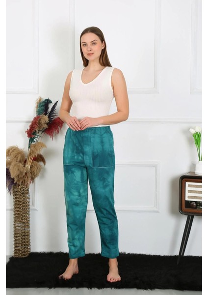 Kadın Pamuk Cepli 3 Iplik Alt Eşofman Turkuaz