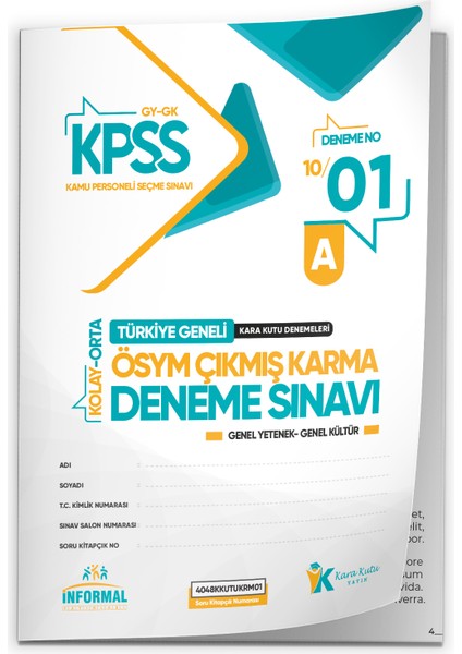 2026 KPSS ÖSYM Arşivi Çıkmış Soru Karma Genel Yetenek Genel Kültür D. Çözümlü Deneme 10/1.Kitapçık