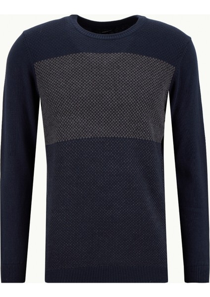 Bisiklet Yaka Standart Lacivert - Gri Erkek Kazak ACE049261524_LAG