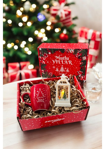 Yılbaşı Temalı Kahve Kupa ve Fenerli Hediye Seti, Neşeli Anlar Için
