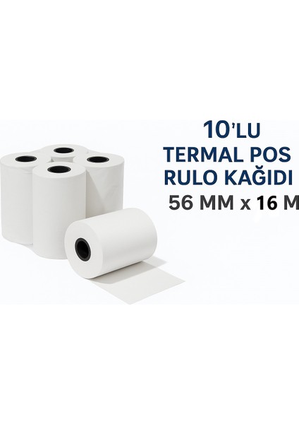 Termal Pos Kağıdı 56 mm x 14 M – 10’lu Paket (1 Paket = 10 Adet) fiyatları