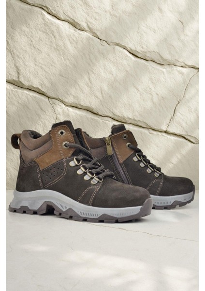 Hakiki Deri Kahverengi Fermuarlı Trekking Çocuk Bot modelleri