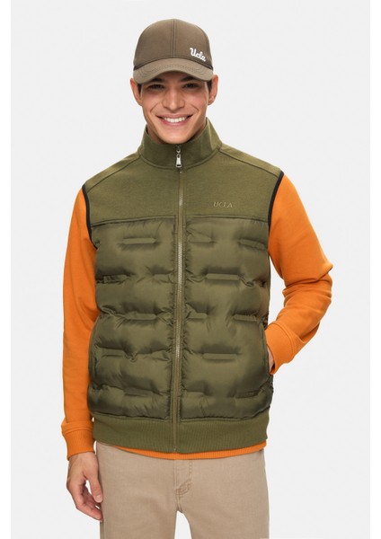 Mathıas Haki Fermuarlı ve Cepli Scuba Kumaş Standard Fit Erkek Yelek