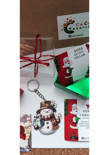 Yılbaşı Ahşap Figürler Anahtarlık ve Çanta Süsü Seti, Noel Kutulu Hediyelik fiyatları