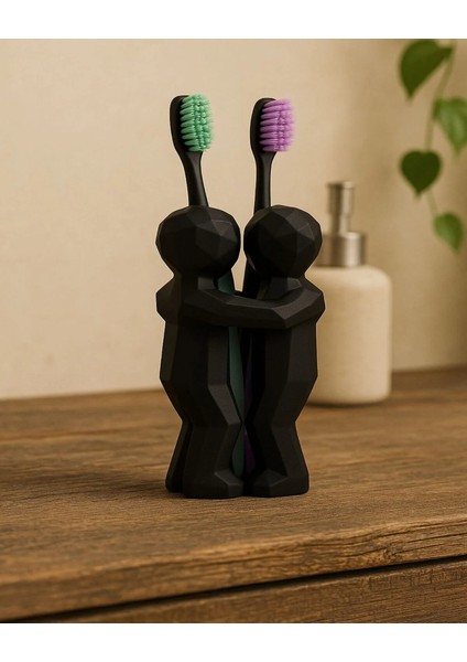Çiftler Için 3D Hediyelik Diş Fırçalığı Minimalist Banyo Aksesuarı Geri Dönüştürülmüş Pla 13 x 9 cm