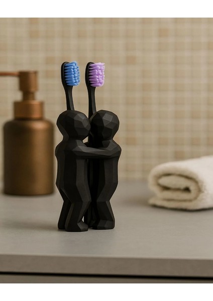 Çiftler Için 3D Hediyelik Diş Fırçalığı Minimalist Banyo Aksesuarı Geri Dönüştürülmüş Pla 13 x 9 cm fiyatları