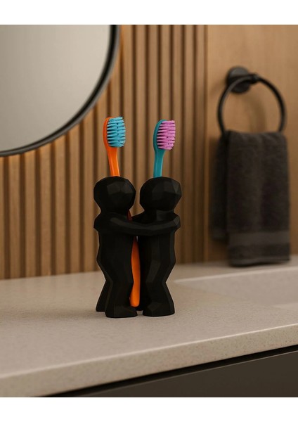 Çiftler Için 3D Hediyelik Diş Fırçalığı Minimalist Banyo Aksesuarı Geri Dönüştürülmüş Pla 13 x 9 cm modelleri