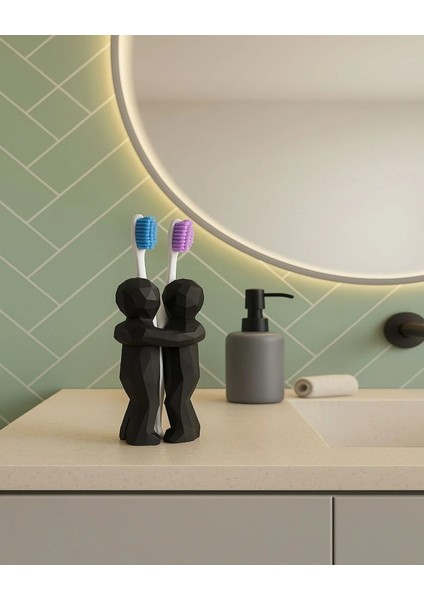 Çiftler Için 3D Hediyelik Diş Fırçalığı Minimalist Banyo Aksesuarı Geri Dönüştürülmüş Pla 13 x 9 cm fırsatları