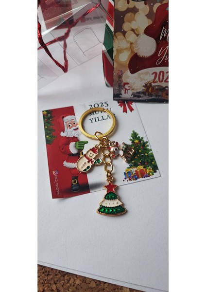 Yılbaşı Temalı Anahtarlık Veya Çanta Süsü, Kutulu, Hediyelik, 1 Adet