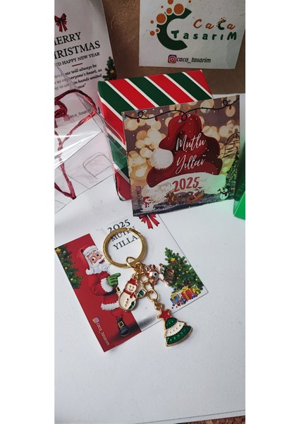 Yılbaşı Temalı Anahtarlık Veya Çanta Süsü, Kutulu, Hediyelik, 1 Adet fiyatları