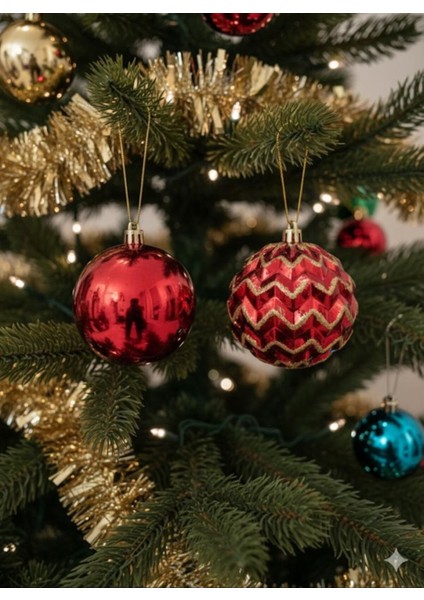 Yılbaşı Ağaç Süs Seti 36'lı, Parlak ve Renkli Dekorasyon Malzemeleri modelleri