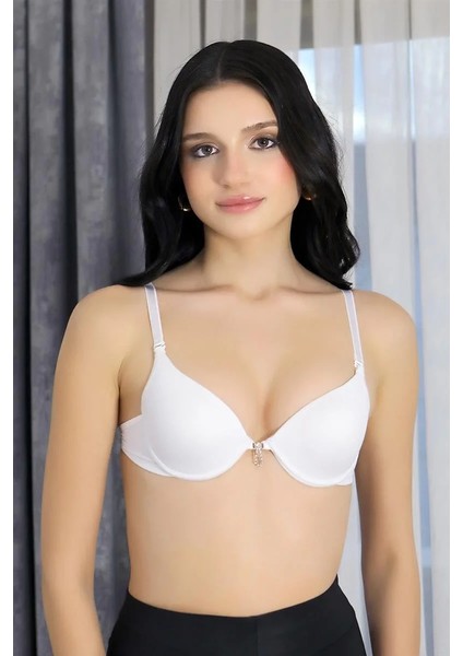 Kadın Balenli Desteksiz Ince Süngerli Sütyen Beyaz