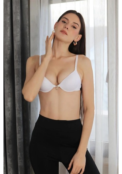 Kadın Balenli Desteksiz Ince Süngerli Sütyen Beyaz modelleri