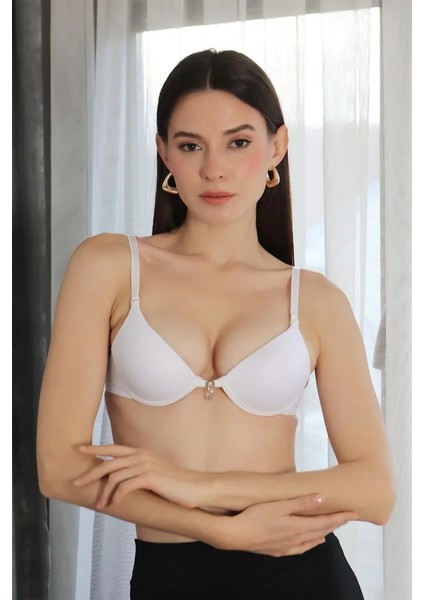 Kadın Balenli Desteksiz Ince Süngerli Sütyen Beyaz indirimleri
