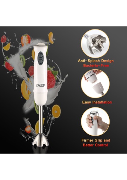 Daldırma El Blenderı, Güçlü 400 Watt 4'ü 1 Arada Paslanmaz El Blender Çubuğu, Mutfak Robotu, Smoothies Yoğurt Sosları Çorbalar Için Çırpma ve Kabı (Beyaz) (Yurt Dışından) fiyatları