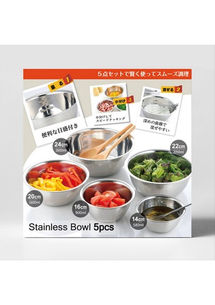 Paslanmaz Çelik Karıştırma Kasesi Seti Çok Amaçlı Çorba Havzası 5 Boyutlu Yerden Tasarruflu Yerleştirme Kaseleri Seti (Yurt Dışından) modelleri