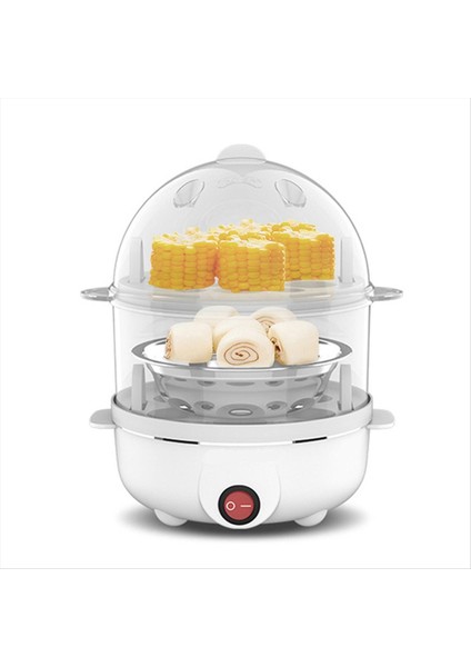 Elektrikli Yumurta Pişirici Çift Katmanlı Çok Fonksiyonlu Yumurta Pişirici Mısır Sütü Hızlı Kahvaltı Yumurta Vapuru-Abd Tak (Yurt Dışından)