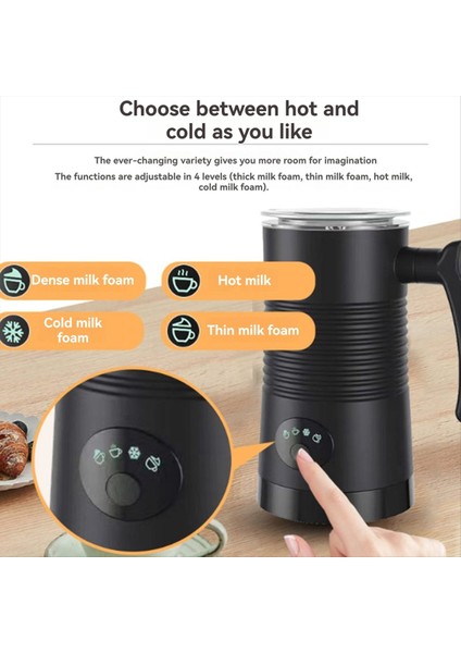 4'ü 1 Arada Elektrikli Sıcak ve Soğuk Köpük Makinesi 400W Otomatik Süt Köpürtme Makinesi Kahve, Cappuccino, Latte, Abd Fişi Siyah (Yurt Dışından) fiyatları
