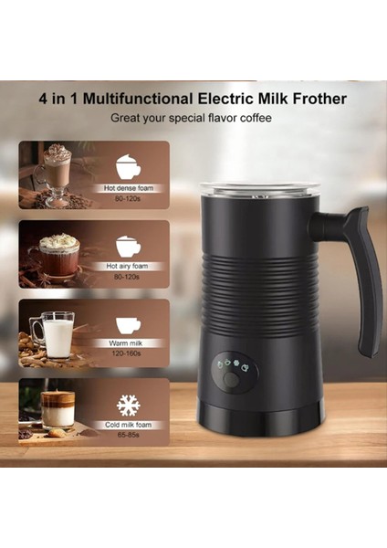4'ü 1 Arada Elektrikli Sıcak ve Soğuk Köpük Makinesi 400W Otomatik Süt Köpürtme Makinesi Kahve, Cappuccino, Latte, Abd Fişi Siyah (Yurt Dışından) fırsatları