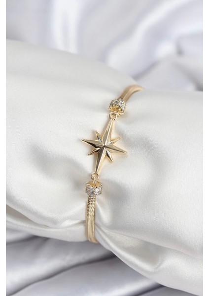 Bfs Pirinç Vıp Seri Gold Renk Kutup Yıldızı Model Kadın Bileklik