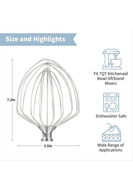 Kitchenaid Stand Mikser 7 Litrelik Kase Için Paslanmaz Çelik Çırpma Teli Aparatı, Paslanmaz Çelik Çırpma Teli Yedek Parçası (Yurt Dışından) modelleri