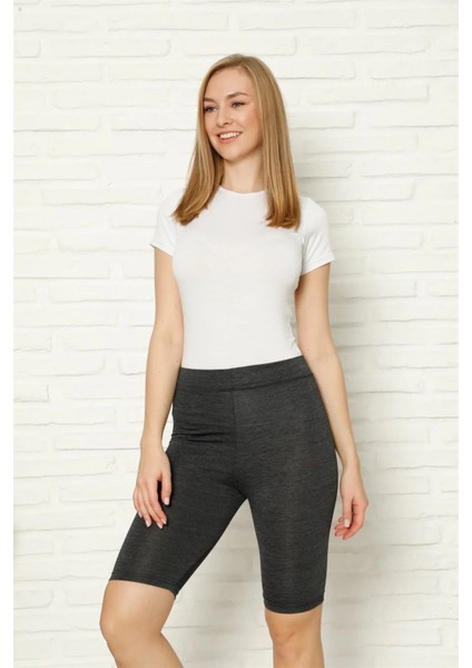 Penye Likralı Diz Üstü Antrasit