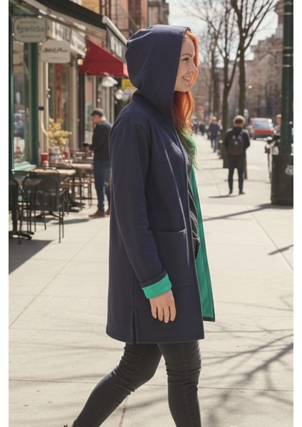 Günlük Renkli Kapüşonlu Spor Kadın Ceket modelleri