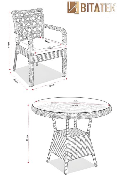 Alaçatı 2 Kişilik Rattan Bahçe Balkon Mutfak Masa Takımı Gri indirimleri