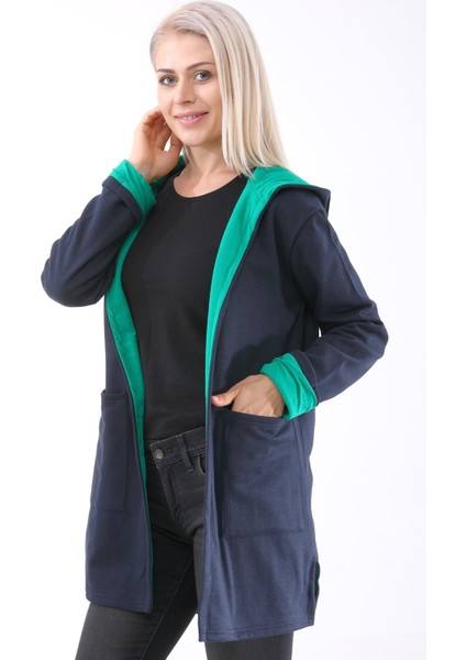 Günlük Renkli Kapüşonlu Spor Kadın Ceket