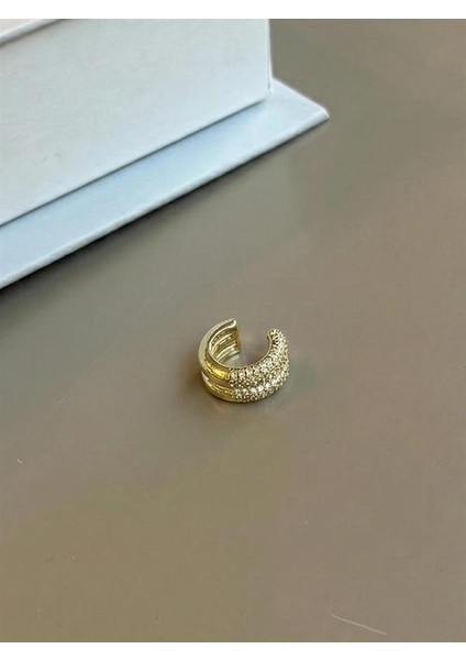 Taşlı Kıkırdak Küpe - Altın