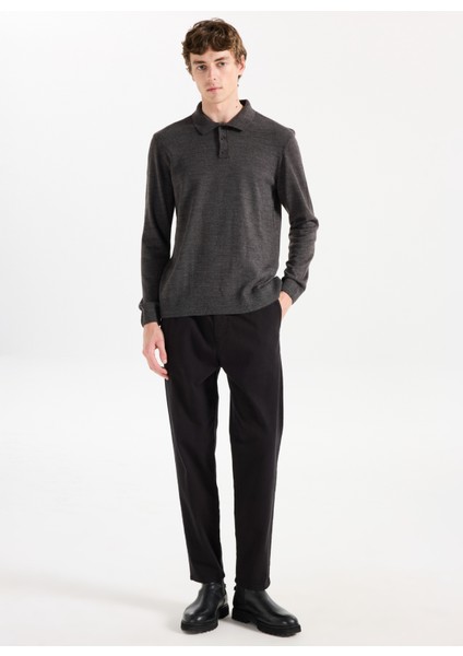 Polo Yaka Basic Düz Antrasit Erkek Kazak MML5WM-KZK9528 fiyatları