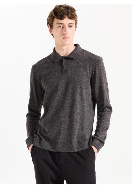 Polo Yaka Basic Düz Antrasit Erkek Kazak MML5WM-KZK9528 modelleri