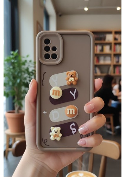 Samsung Galaxy A71 4g Uyumlu Kılıf Kahverengi Renk Ayıcık Figürlü 3D Kamera Korumalı Darbe Emici Yumuşak Silikon Kapak modelleri