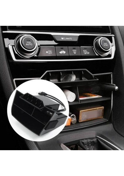 Honda Civic Sedan 2016-2020 Için 10 Gen Için USB Uzatma Kablosu ile Merkezi Konsol Saklama Kutusu Paraları Kartlar Kartları (Yurt Dışından) modelleri