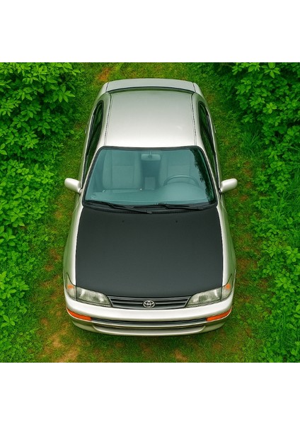 Toyota Corolla 1992–1998 Tam Kaput Maskesi – Düz Siyah Suni Deri – Özel Uyumlu Kaplama fiyatları