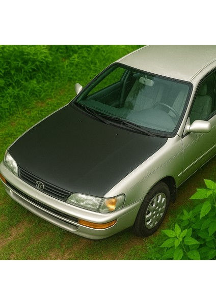 Toyota Corolla 1992–1998 Tam Kaput Maskesi – Düz Siyah Suni Deri – Özel Uyumlu Kaplama modelleri