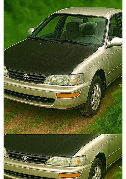 Toyota Corolla 1992–1998 Tam Kaput Maskesi – Düz Siyah Suni Deri – Özel Uyumlu Kaplama fırsatları