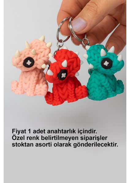 Sevimli Dinozor Anahtarlık – Döner Kafalı Tasarım, Örgü Dokulu Mini Figür - Bioplastik modelleri