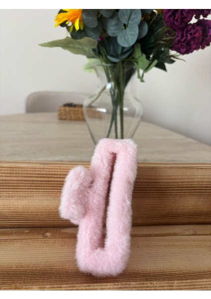 Peluş Kürksaç Mandalı Büyük Pembe