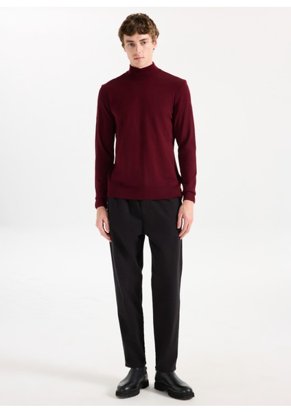 Yarım Balıkçı Yaka Basic Düz Bordo Erkek Kazak MML5WM-KZK9527 fiyatları