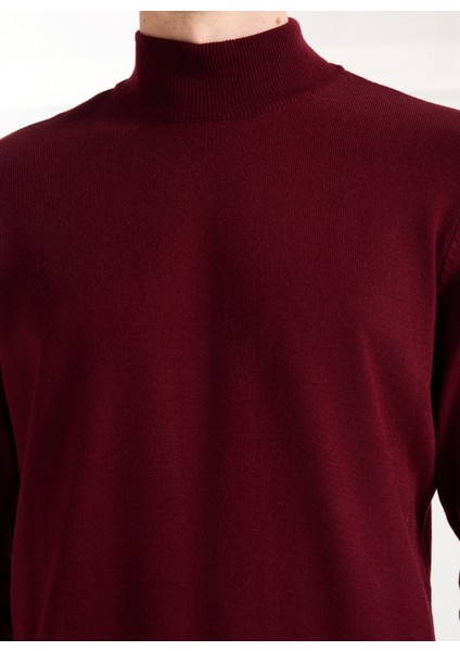 Yarım Balıkçı Yaka Basic Düz Bordo Erkek Kazak MML5WM-KZK9527 fırsatları