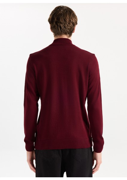 Yarım Balıkçı Yaka Basic Düz Bordo Erkek Kazak MML5WM-KZK9527 indirimleri